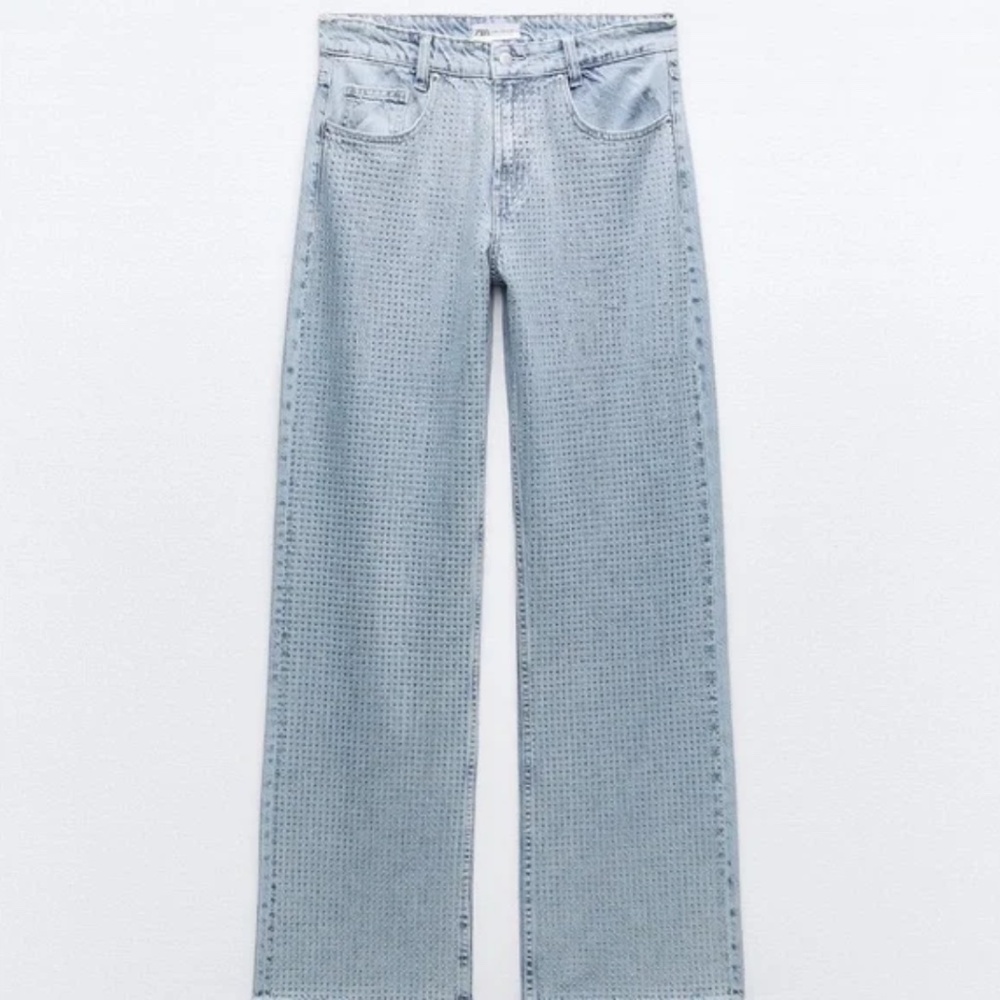 Zara TRF Wide-Leg Rhinestone Jeans - Picture 3 of 17
